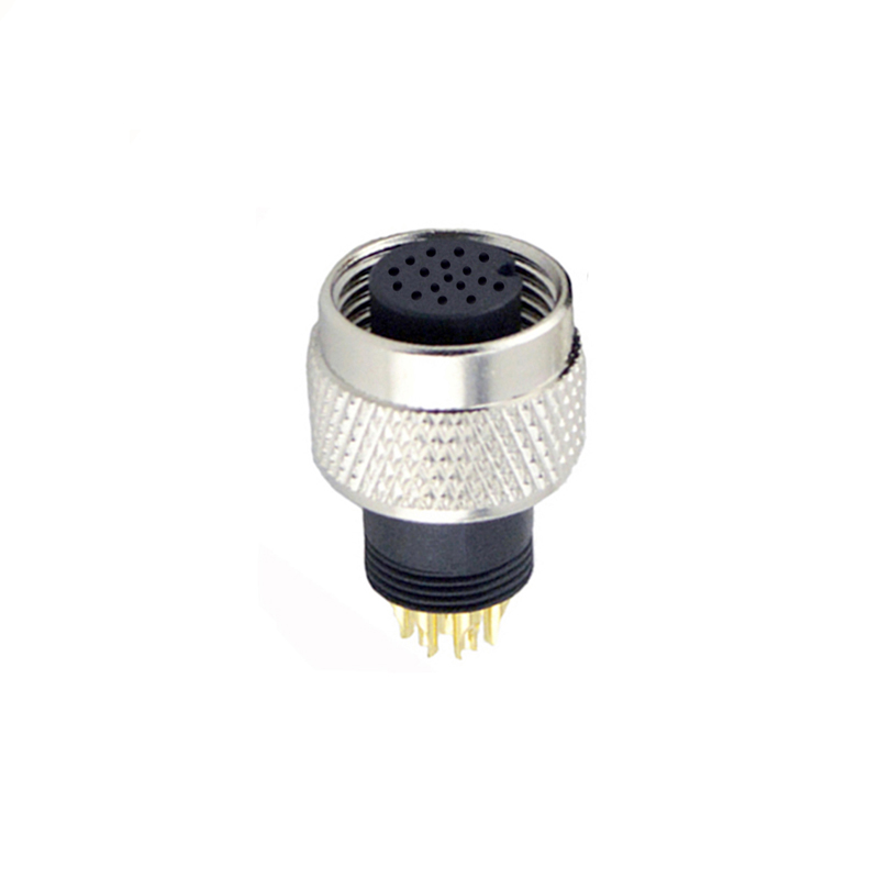 M12 17pin A code female moldable connector,unshielded,brass with nickel plated screw